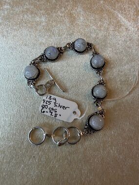 Gorgeous Rainbow Moonstone Bracelet set in 925 Sterling Silver 6-7.5”